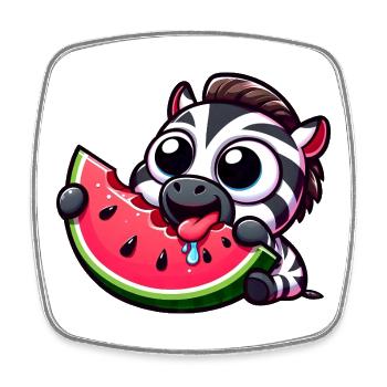 Süßer Cartoon Zebra Wassermelone Sommerfrucht - Viereckiger Kühlschrankmagnet - Weiß - Vorne