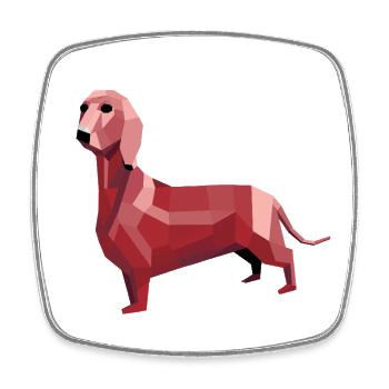 Dachshund low poly red - Square fridge magnet - white - Front