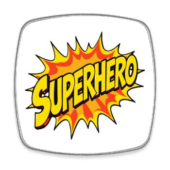 Superhelden-Design im Comic-Stil - Viereckiger Kühlschrankmagnet - Weiß - Vorne