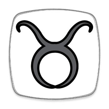 Signe du zodiaque Taureau Symbole Noir & Gris - Magnet carré - blanc - Devant