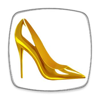 Goldener High Heel Schuh Design AI-Art - Viereckiger Kühlschrankmagnet - Weiß - Vorne