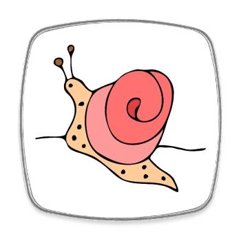 Stylized snail on pink background - Square fridge magnet - white - Front