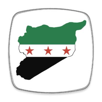 Drapeau et carte de la Syrie علم وخريطة سورية - Magnet carré - blanc - Devant