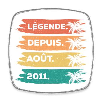 Août 2011 - 14 Ans Anniversaire Cadeau Vintage 201 - Magnet carré - blanc - Devant