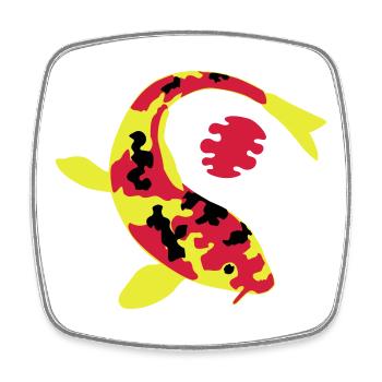 Abstract fish in bright colors - Square fridge magnet - white - Front