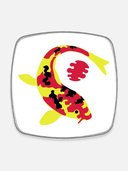 Abstract fish in bright colors - Square fridge magnet - white