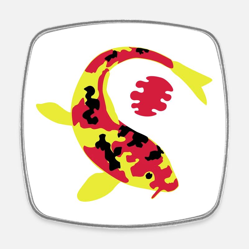 Abstract fish in bright colors - Square fridge magnet - white