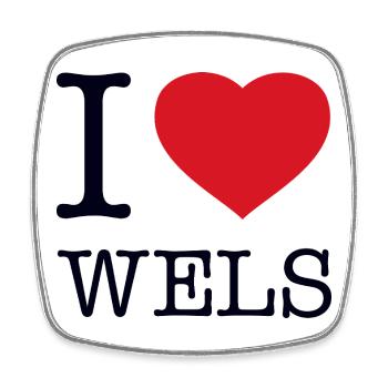 I Love Wels - Viereckiger Kühlschrankmagnet - Weiß - Vorne