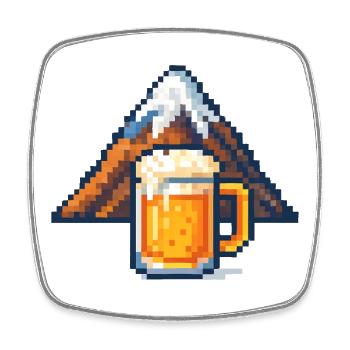 Pixel Berg und Bier - Viereckiger Kühlschrankmagnet - Weiß - Vorne