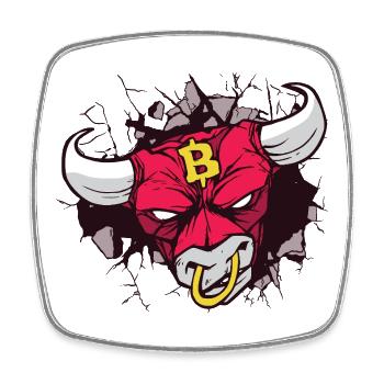 Bitcoin Bull Head Art - Magnet carré - blanc - Devant