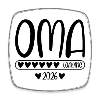 Oma 2026 loading - Viereckiger Kühlschrankmagnet - Weiß - Vorne