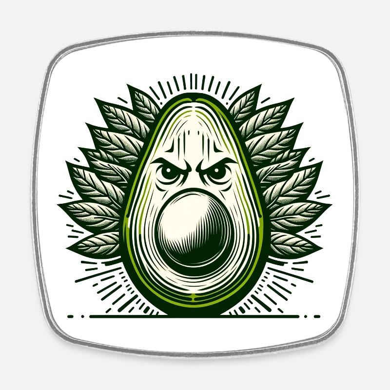 Visage de guerrier avocat - Magnet carré - blanc