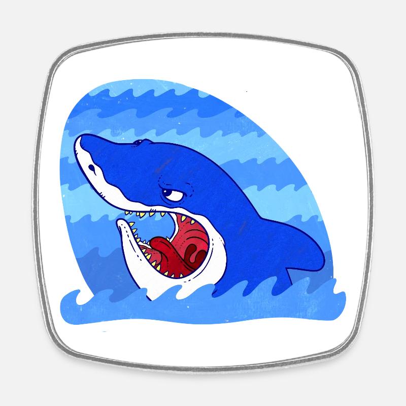 Requin sinistre - Magnet carré - blanc