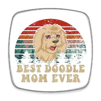 Sunset Dog Beste Golden Doodle Mama - Viereckiger Kühlschrankmagnet - Weiß - Vorne