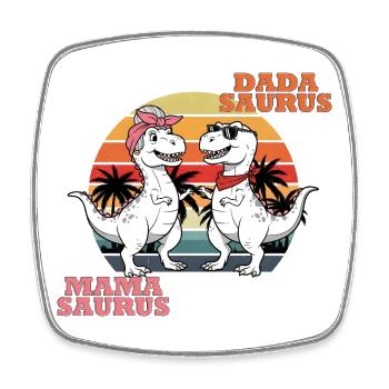 Mama & Dada Saurus – Das Dino Fun Duo! - Viereckiger Kühlschrankmagnet - Weiß - Vorne