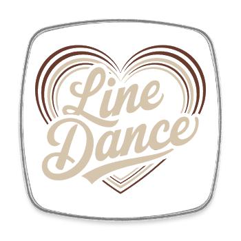 Heart-shaped lettering Line Dance - Square fridge magnet - white - Front