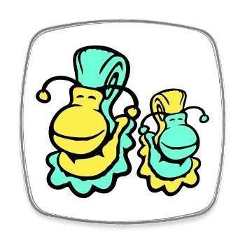 2 snail shell snails child dad mom family - Square fridge magnet - white - Front