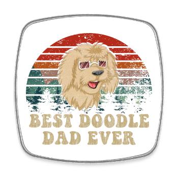 Bester Doodle-Vater aller Zeiten – Hundeliebhaber T-Shirt-Geschenk - Viereckiger Kühlschrankmagnet - Weiß - Vorne