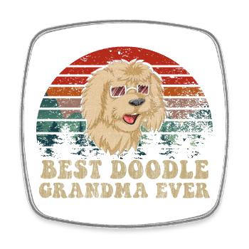 Bestes Doodle Oma T-Shirt - Viereckiger Kühlschrankmagnet - Weiß - Vorne