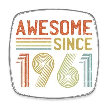 Retro 90s Inspired Colourful Typography - Square fridge magnet - white - Front