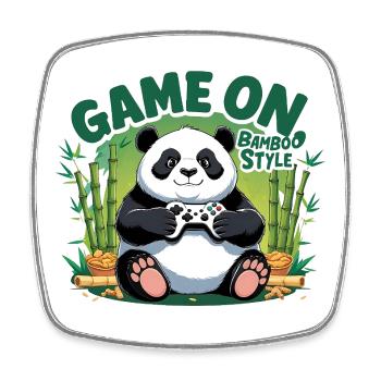 Panda Game Friend Bamboo Style - Square fridge magnet - white - Front