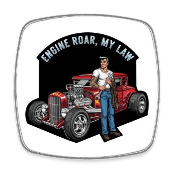 Hot engine and rebellious style - Square fridge magnet - white - Front