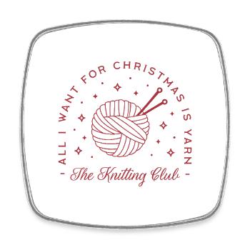 Knitting yarn lover funny knit club cozy Christmas - Square fridge magnet - white - Front