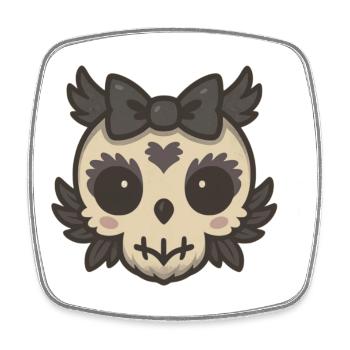 Conception ludique de tête de hibou avec accent de cœur - Magnet carré - blanc - Devant