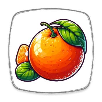 Illustration einer Mandarine mit grünen Blättern - Viereckiger Kühlschrankmagnet - Weiß - Vorne
