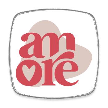 Lettrage rétro Amore – L'amour au look vintage - Magnet carré - blanc - Devant