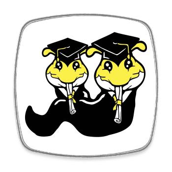 2 chenilles certificat de fin d'études secondaires diplôme d'études secondaires obtenu - Magnet carré - blanc - Devant