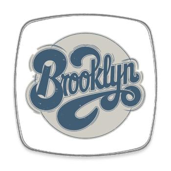 Vintage Brooklyn Typografie - Viereckiger Kühlschrankmagnet - Weiß - Vorne