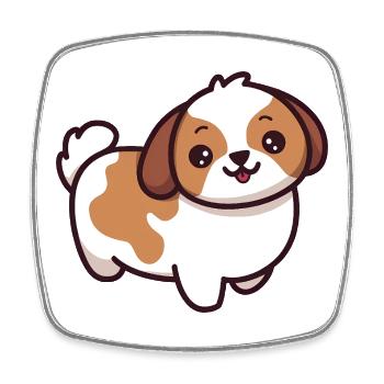 Dessin animé de chiot mignon - Magnet carré - blanc - Devant