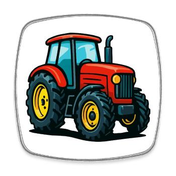 Landwirtschaftlicher Traktor mit Farbgestaltung - Viereckiger Kühlschrankmagnet - Weiß - Vorne