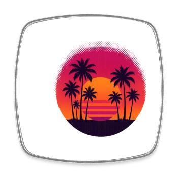 Tropischer Sonnenuntergang mit Palmen - Viereckiger Kühlschrankmagnet - Weiß - Vorne