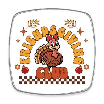 Friendsgiving Club - Retro Herbst Truthahn Freunde - Viereckiger Kühlschrankmagnet - Weiß - Vorne