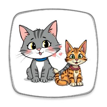 Illustration de copain de chat ludique - Magnet carré - blanc - Devant