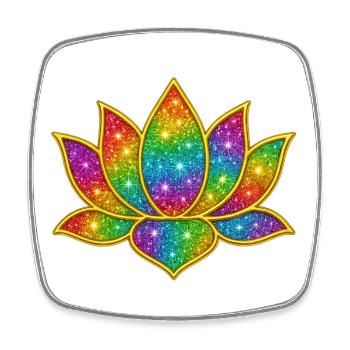 Symbole de lotus à paillettes vibrantes - Magnet carré - blanc - Devant