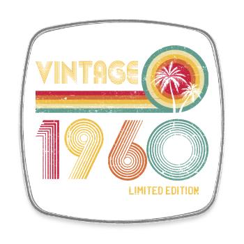 Design rétro vintage des années 1970 avec coucher de soleil - Magnet carré - blanc - Devant