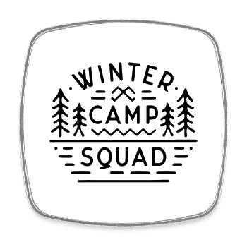 Wintercamp-Kader, Schulferien, Campingausflugspersonal - Viereckiger Kühlschrankmagnet - Weiß - Vorne