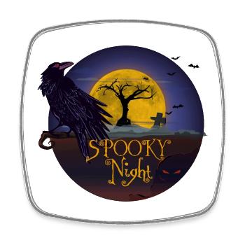 Haunted night with full mouth and raven - Square fridge magnet - white - Front