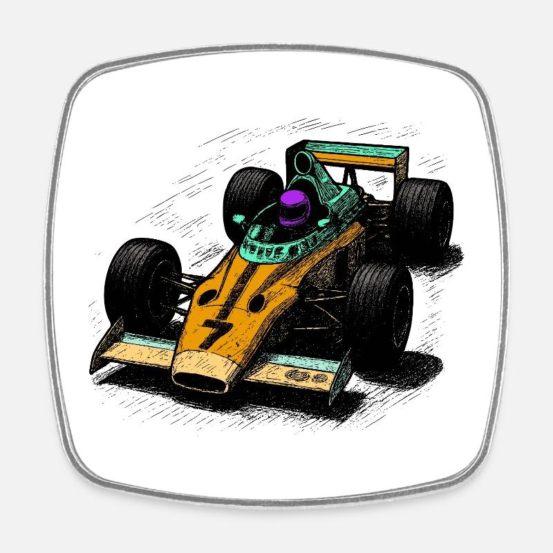 Retro Formula Design in Vibrant Colors - Square fridge magnet - white