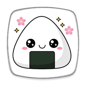 Kawaii Onigiri Rice Cute Food Lover - Square fridge magnet - white - Front