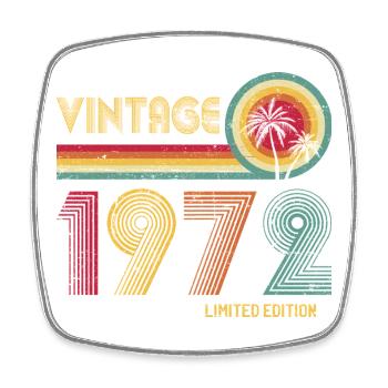 Vintage 1970s Retro Circle and Number Design - Square fridge magnet - white - Front