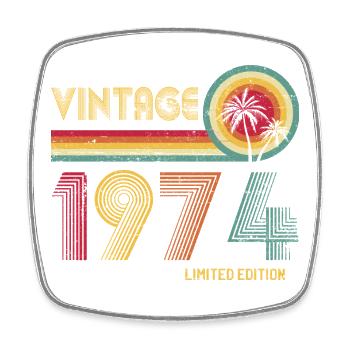 Retro 70s Vibe Vintage Style Design - Square fridge magnet - white - Front