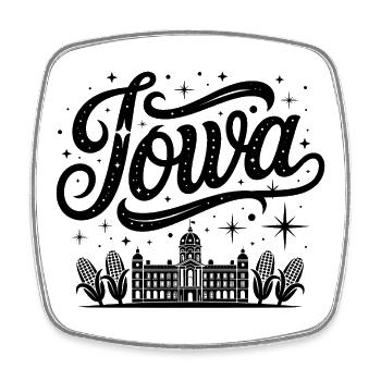 Iowa - Souvenir USA State Design - Viereckiger Kühlschrankmagnet - Weiß - Vorne