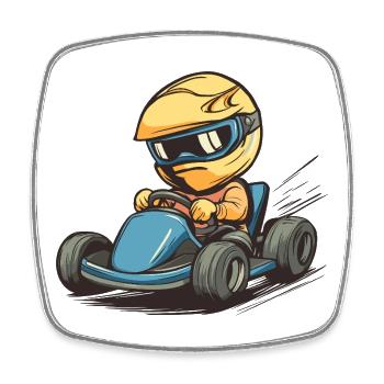 Kartsport Go-Kart - Viereckiger Kühlschrankmagnet - Weiß - Vorne