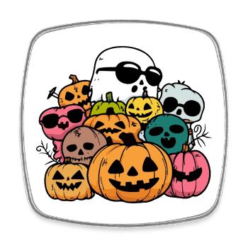 Playful Halloween pumpkins with sunglasses - Square fridge magnet - white - Front