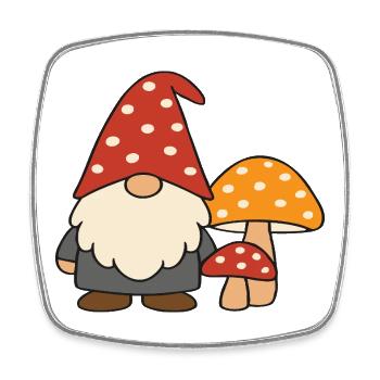 Herbstlicher Gartenzwerg-Wichtel mit Pilzen Motiv - Viereckiger Kühlschrankmagnet - Weiß - Vorne
