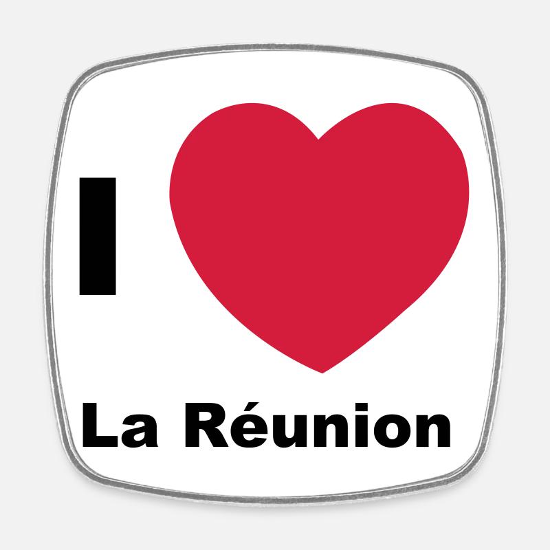 I love Reunion Island - Square fridge magnet - white